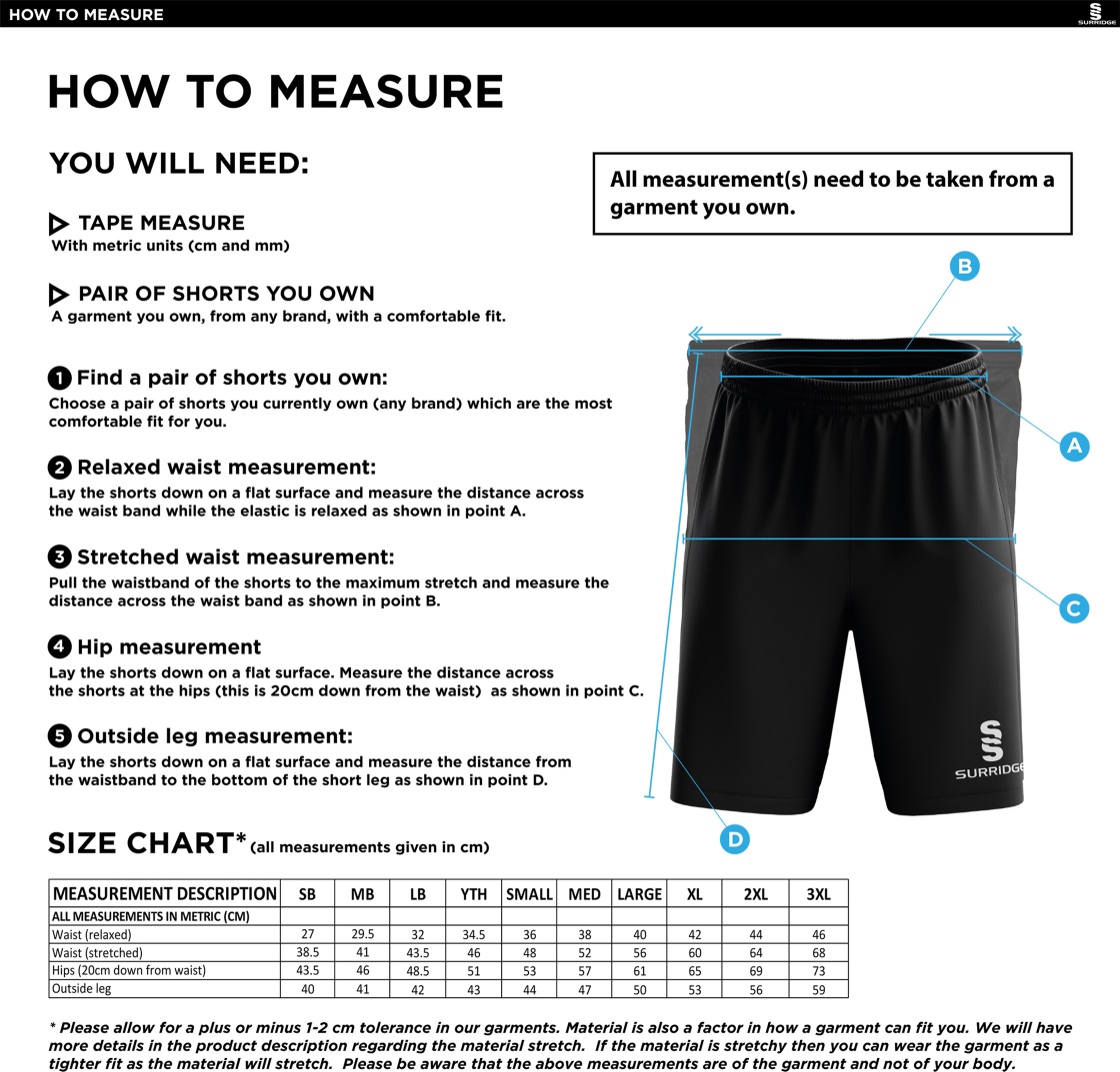 Sandy CC - Ripstop Pocketed Shorts - Size Guide