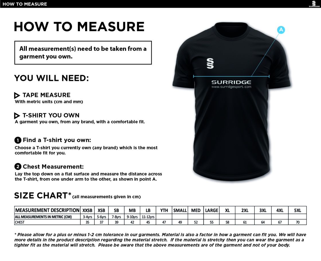 Sandy CC - Blade Polo - Size Guide