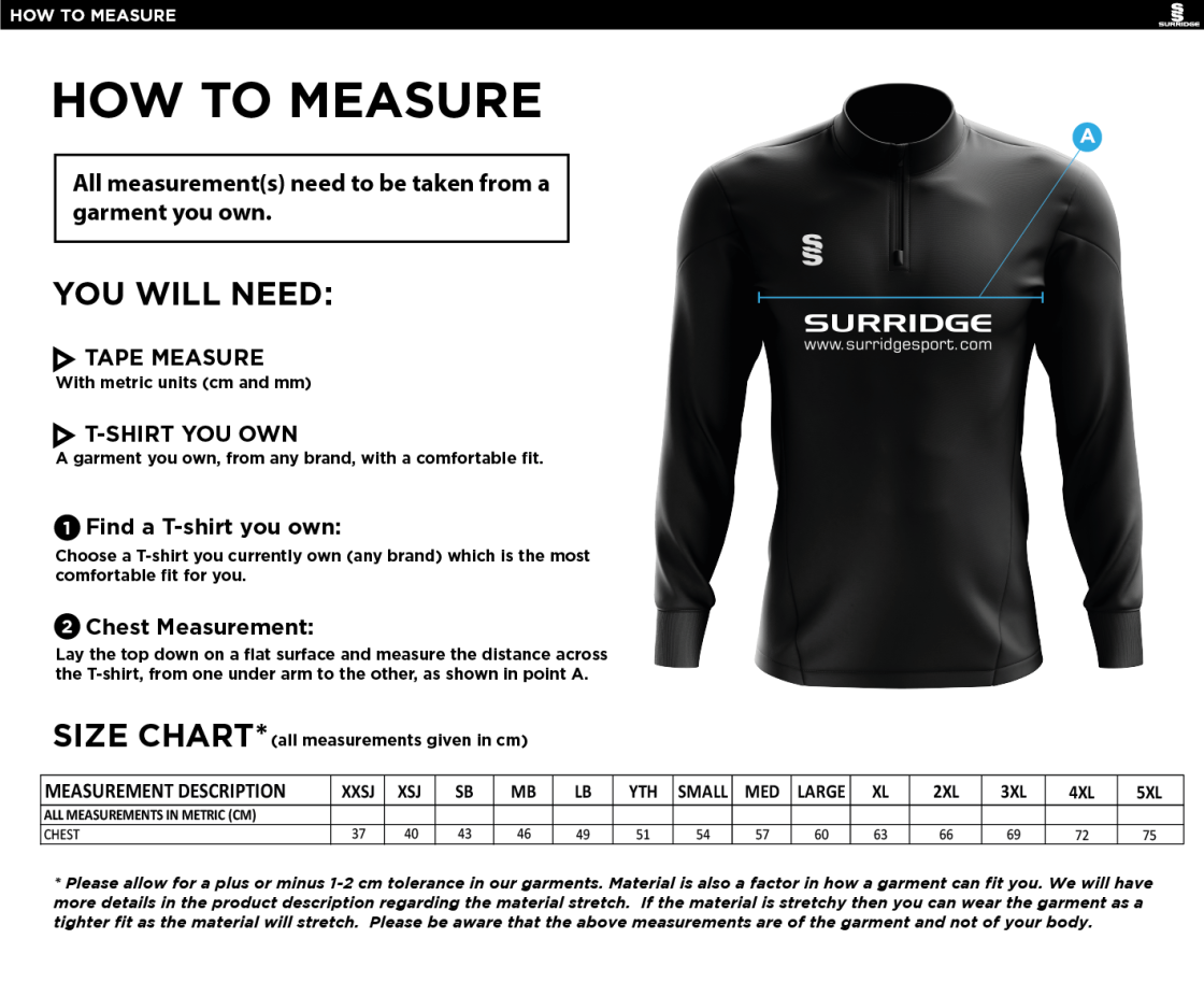 Sandy CC - Blade Performance Top - Size Guide