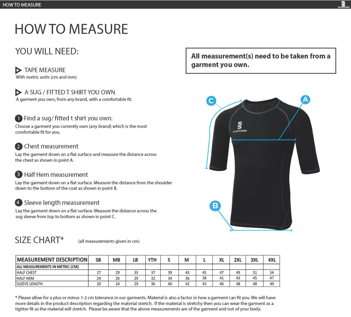 Sandy CC - Premier Short Sleeve Sug - Size Guide