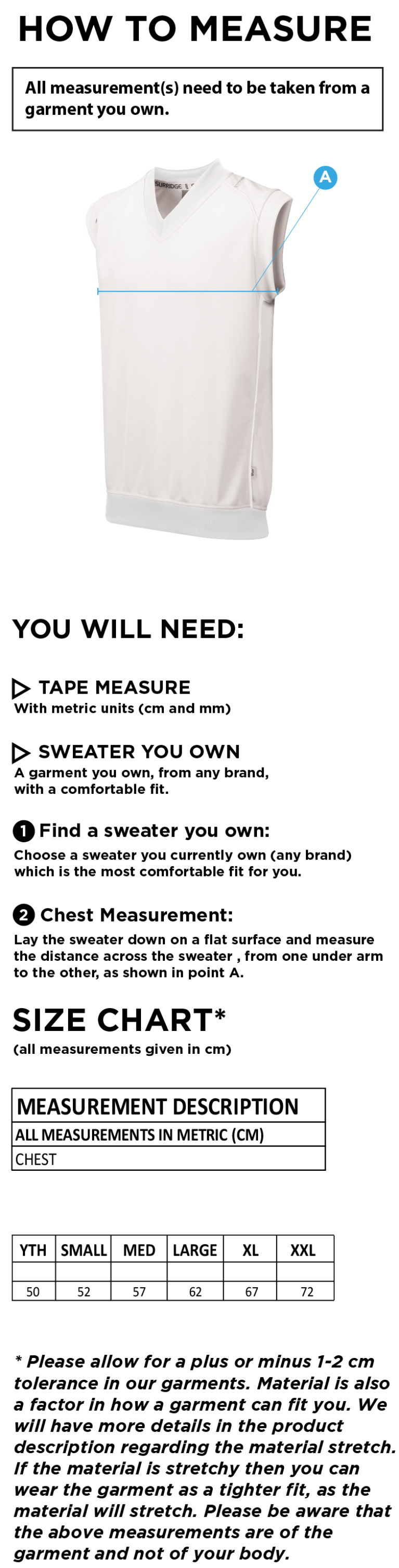 Sandy CC - Sleeveless Sweater Maroon Trim - Size Guide