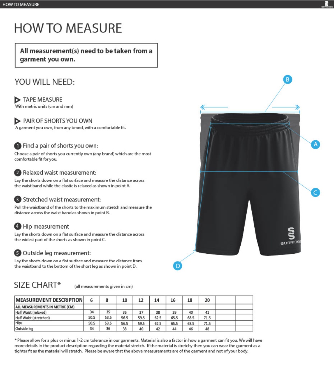 Sandy CC - Women's Ripstop Pocketed Shorts - Size Guide