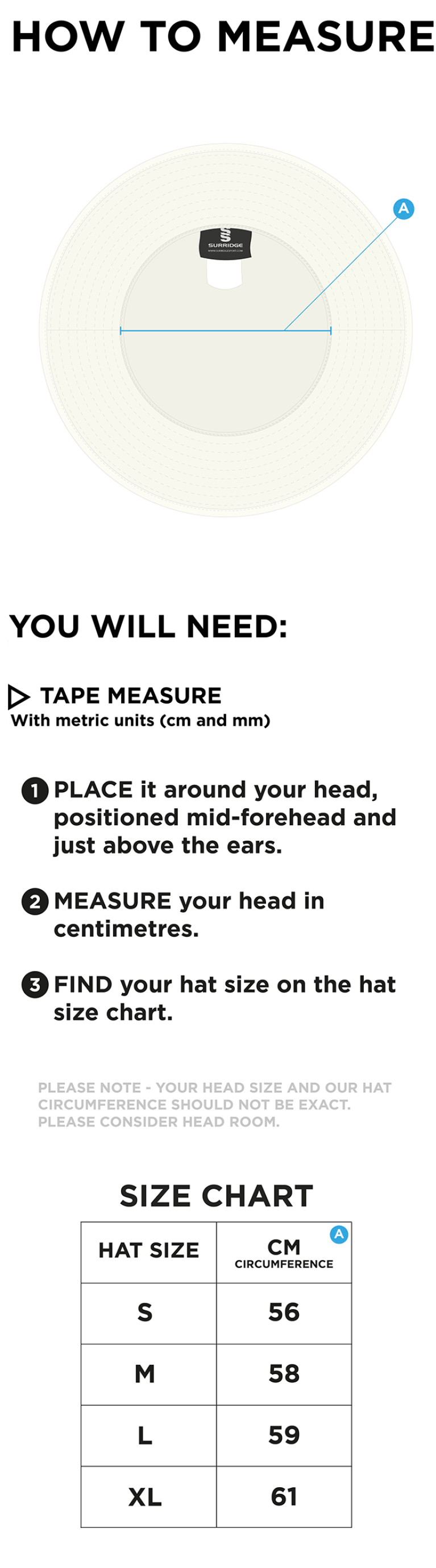 Sandy CC - Floppy Hat - Size Guide